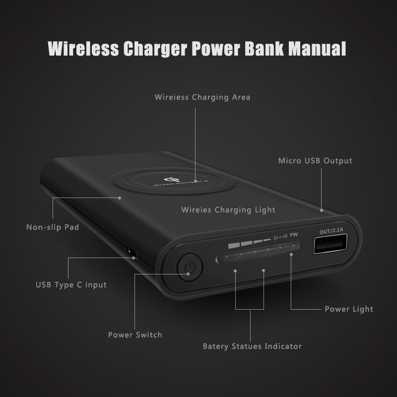 Wireless charging battery pack 10 000 mah jw motorsports