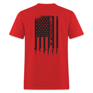 USA Flag W/ Rifles - red