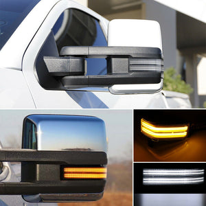 Trail Ridge Towing Mirrors Pair For GM Trucks – Power Heated, Signal, Spotlights, Textured Black